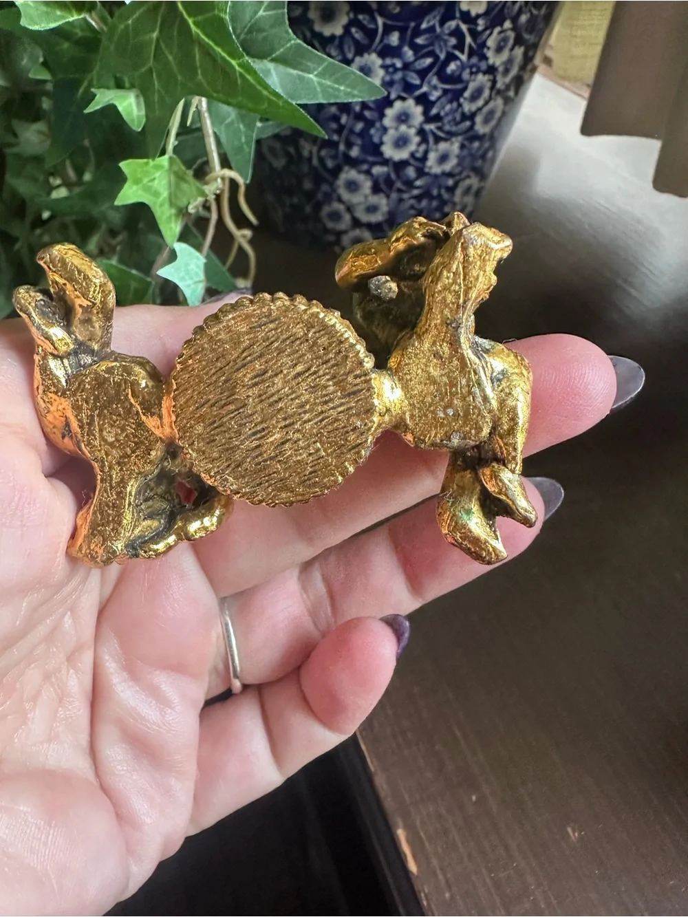 Vintage Gold Cherub Lipstick Holder
